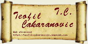 Teofil Čakaranović vizit kartica